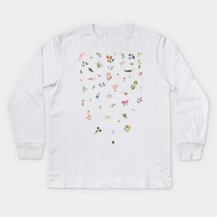 Falling Flowers Kids Long Sleeve T-Shirt